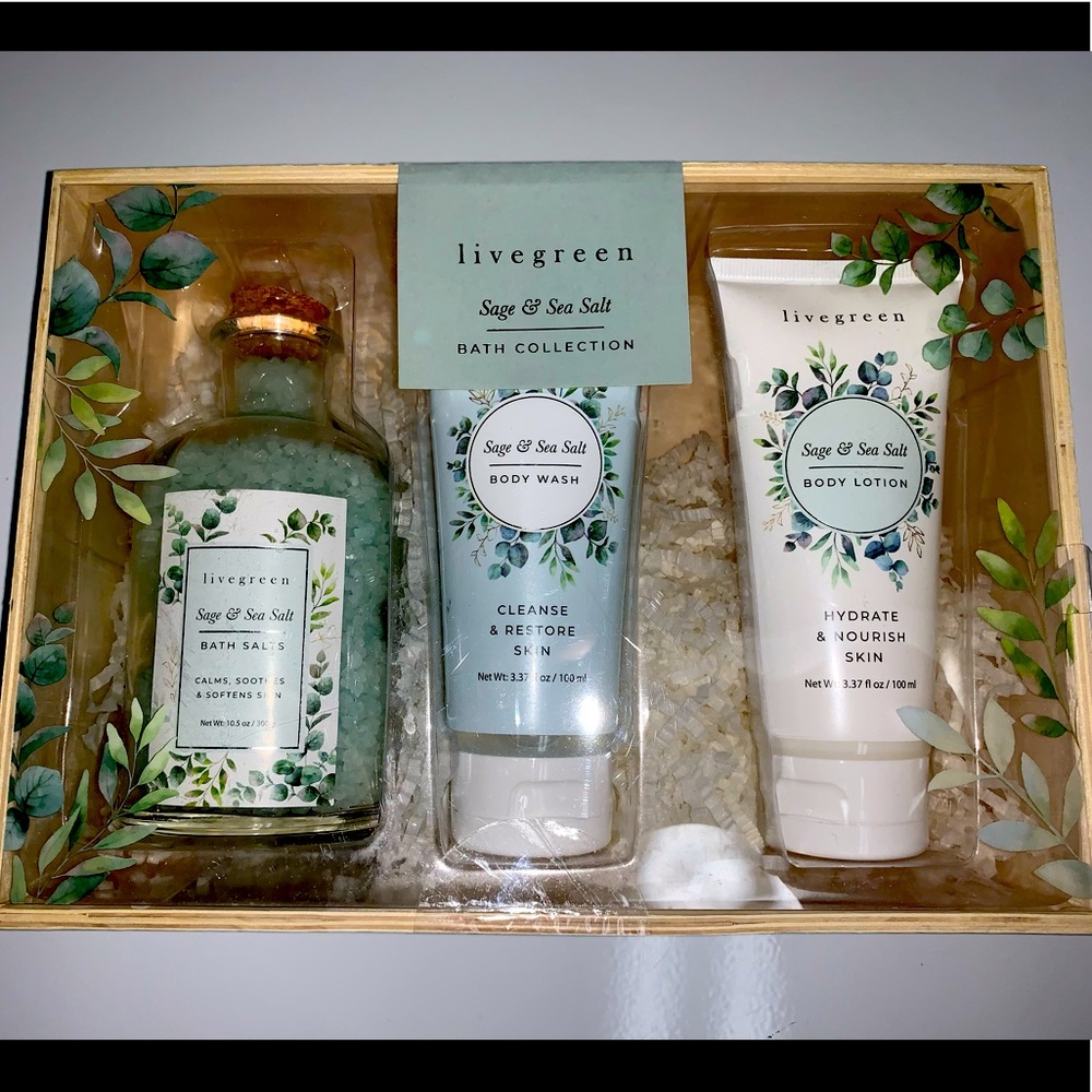 Live green Sage and Sea salt bath set